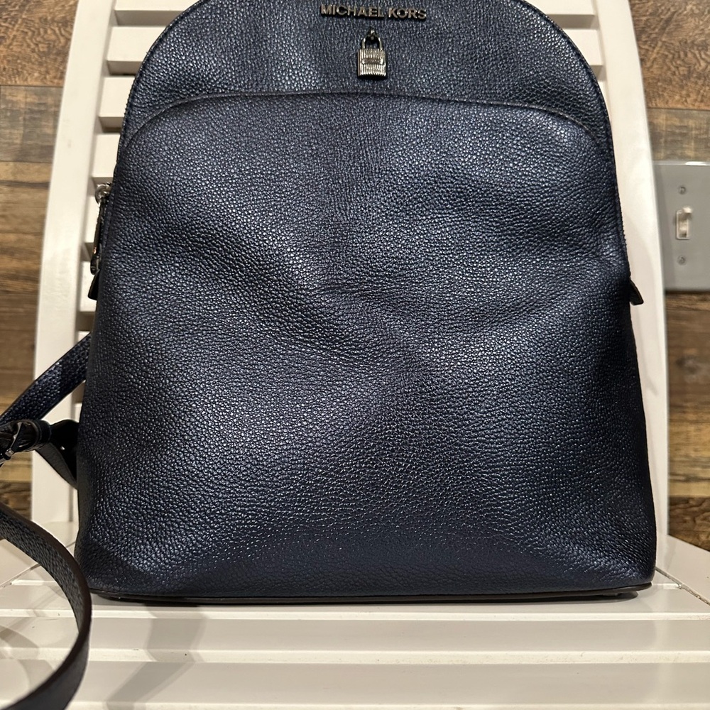 Michael Kors Metallic Blue Backpack